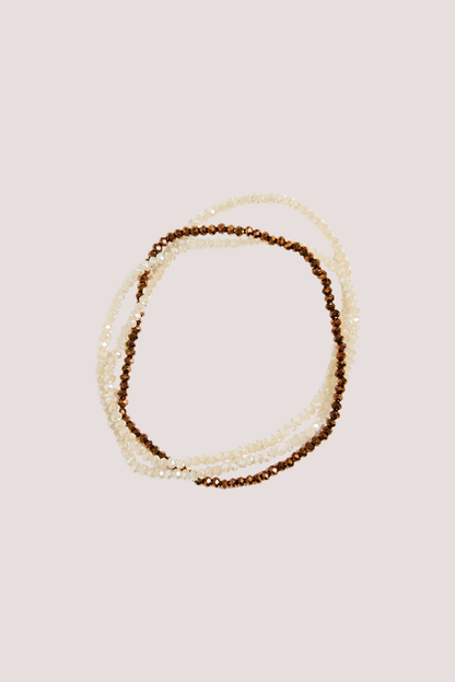 Bronze Beaded Set Of 3 Bracelets