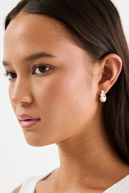 Wavy Organic Sterling Silver Plate Huggie Earring