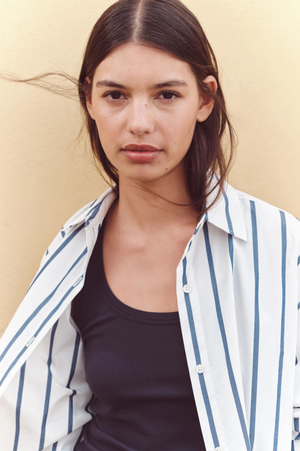 Nara Stripe Shirt | White/True Navy