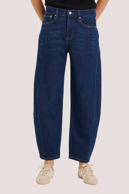 Graduate Dark Blue Stretch Barrel Jeans