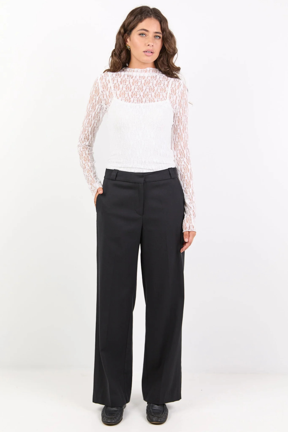 Jaunty Black Slant Pocket Wide Leg Pants
