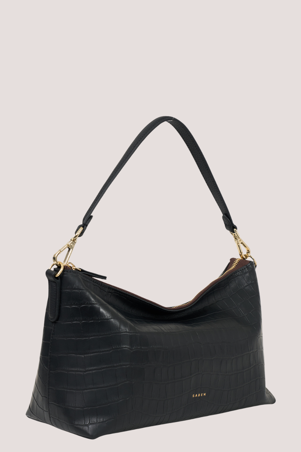 Claudia Shoulder Bag | Black Croc
