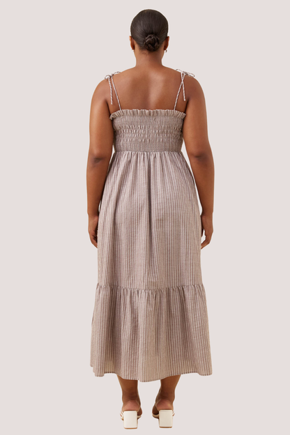 Lyndell Shirred Maxi Dress | Taupe