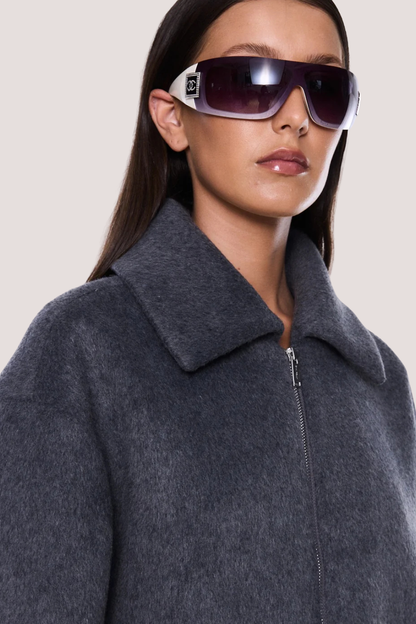 Maeve Wool Blend Bomber | Grey