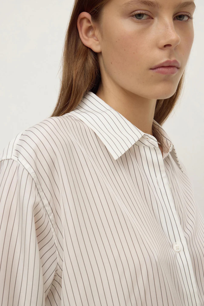 Saskia Silk Shirt | Cream/Charcoal Stripe