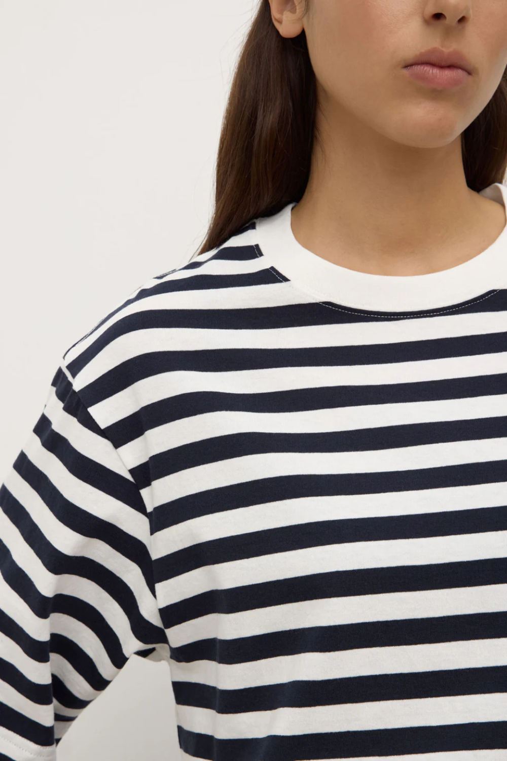 Monte Stripe Cotton Short Sleeve Tee | True Navy/White Stripe