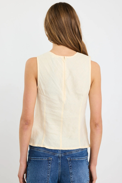 Shoreline Butter Linen Bias Sleeveless Shell Top