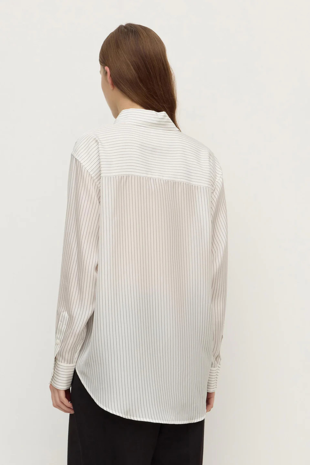 Saskia Silk Shirt | Cream/Charcoal Stripe