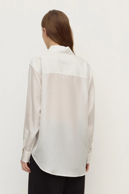 Saskia Silk Shirt | Cream/Charcoal Stripe