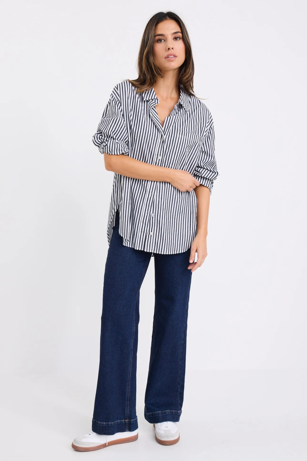 You Got This Black Stripe Poplin Oversized Shirt