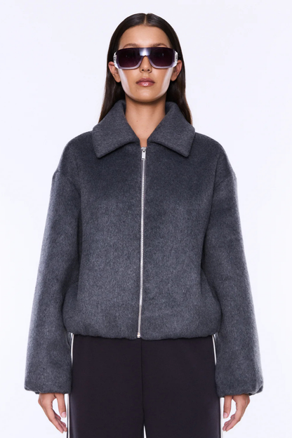 Maeve Wool Blend Bomber | Grey