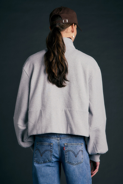 Runaway Zip Front Sweatshirt | Grey Marle