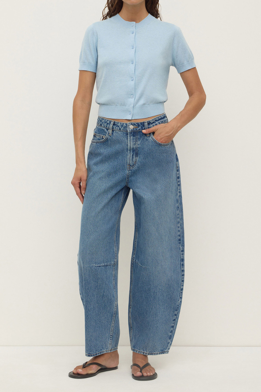 Semra Cotton Cashmere Short Sleeve Cardigan | Salt