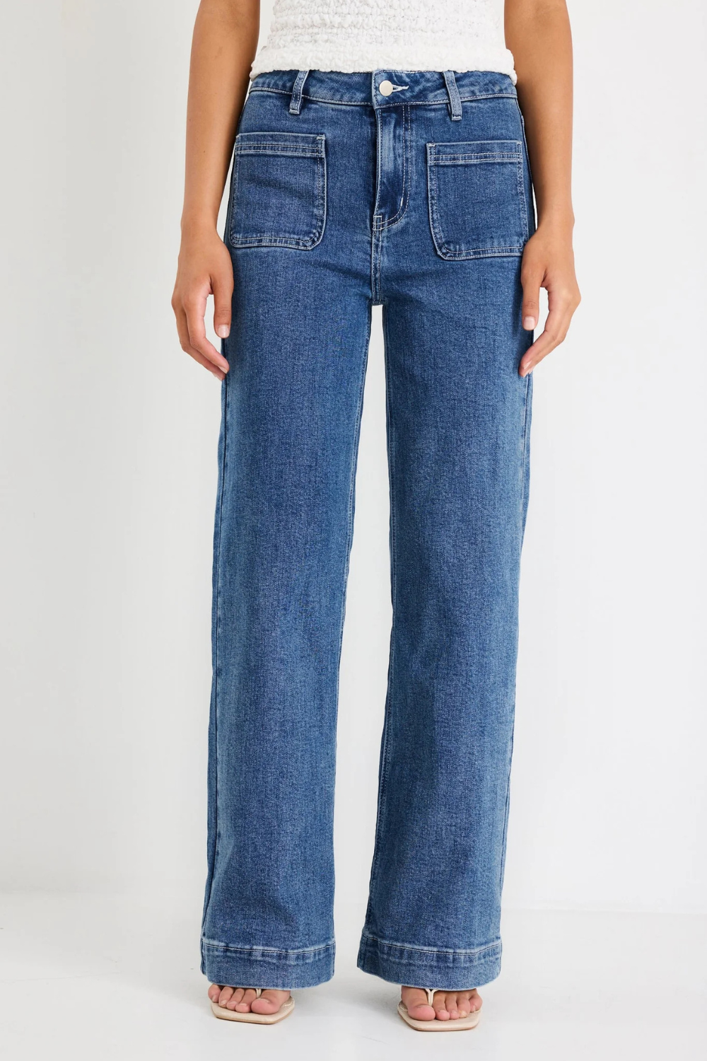 Zoey Mineral Blue High Rise Wide Leg Pocket Jean