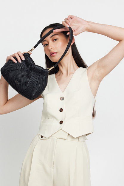 Alexis Shoulder Bag | Black Licorice Pleat