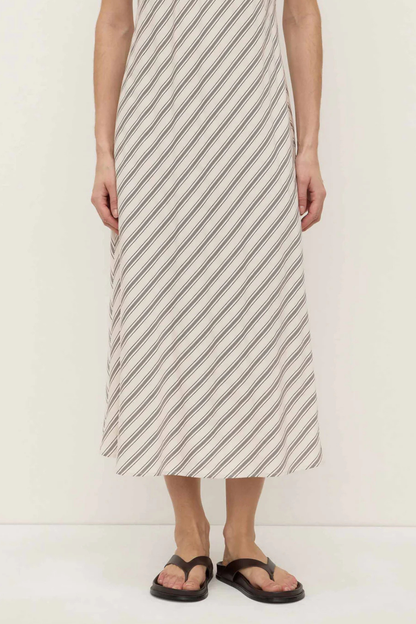 Lenny Stripe Midi Dress | Cream/Smoke