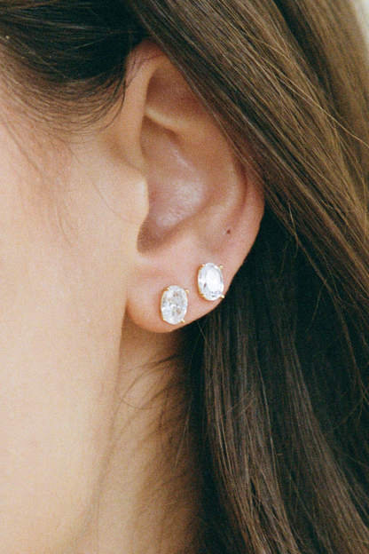 Oval Studs | Silver/Clear