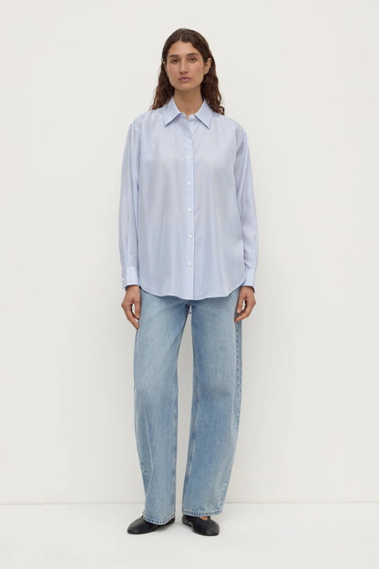 Spencer Stripe Silk Shirt | Blue/White Stripe