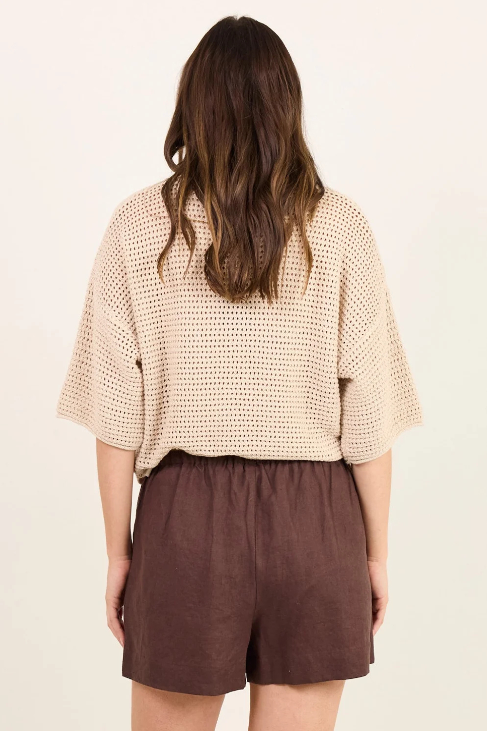 Lifestyle Dark Chocolate Linen Tie Waist Shorts