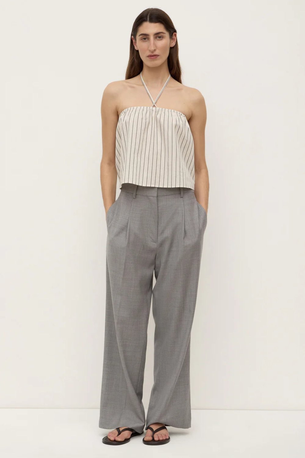 Ria Stripe Top | Cream/Smoke