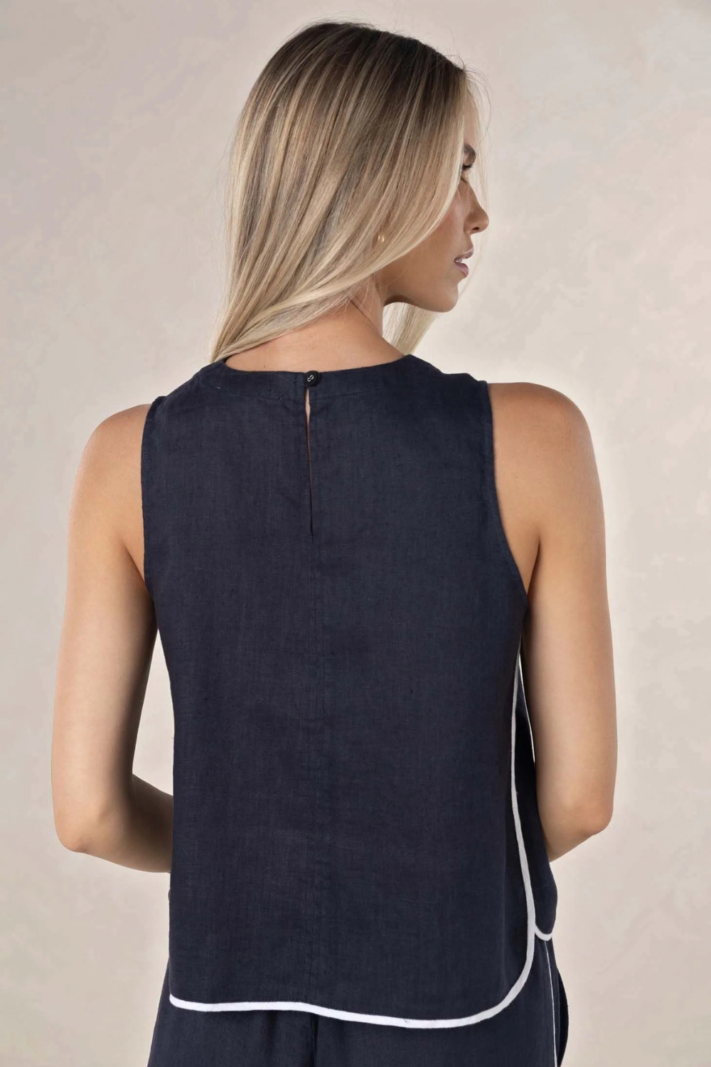 Lugano Top | Navy/White