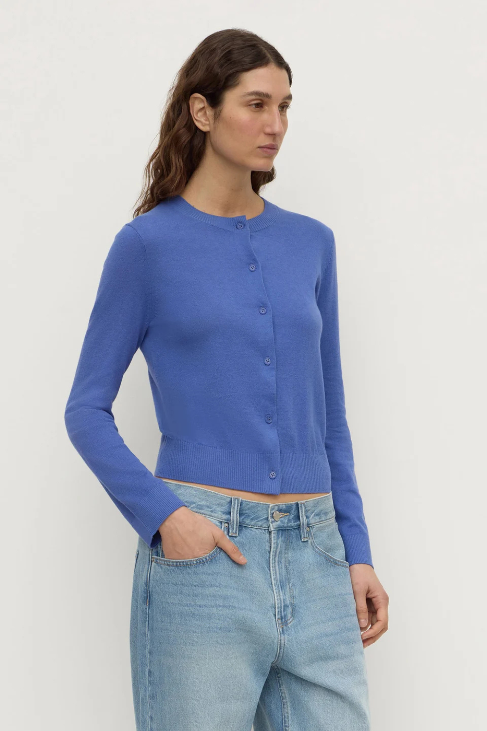 Orina Cotton Cashmere Cardigan | New Blue