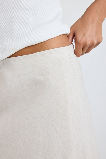 Lagos Natural Linen Blend Bias Maxi Skirt