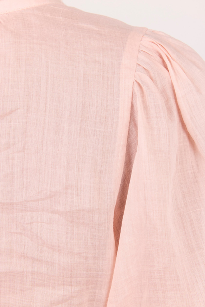 Occasion Pale Pink Shirred Neck Short Sleeve Top