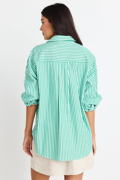 You Got This Green Stripe Poplin Oversized Shirt