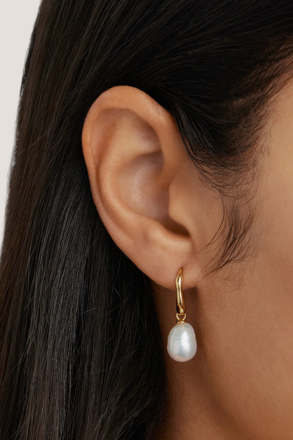 18k Gold Vermeil Harmony Pearl Hook Earrings