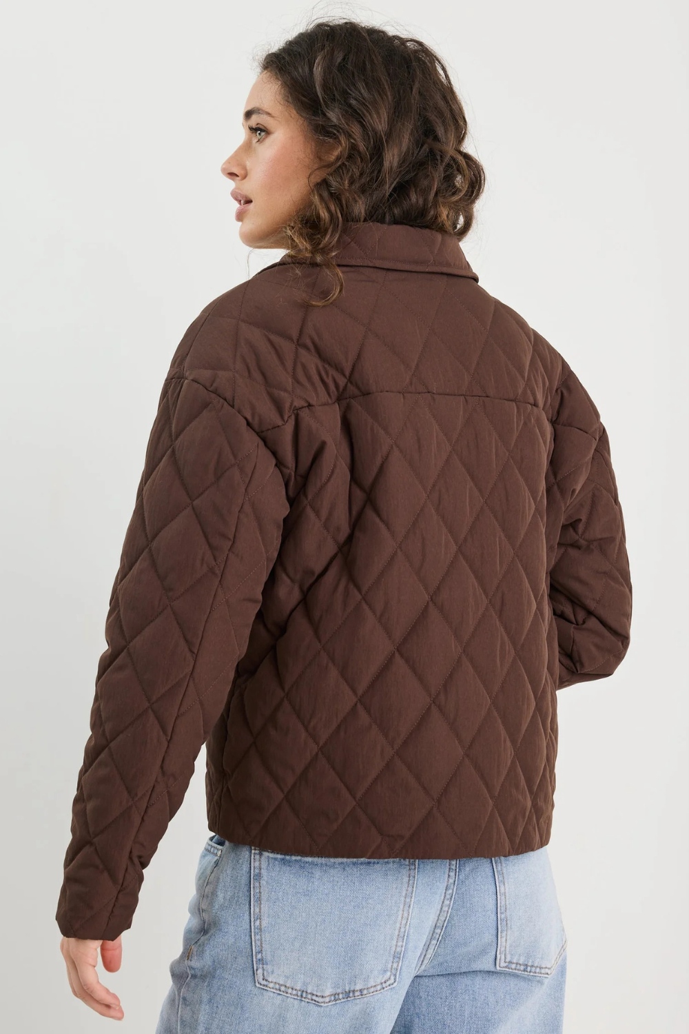 Absolute Chocolate Collared Quilted Jacket