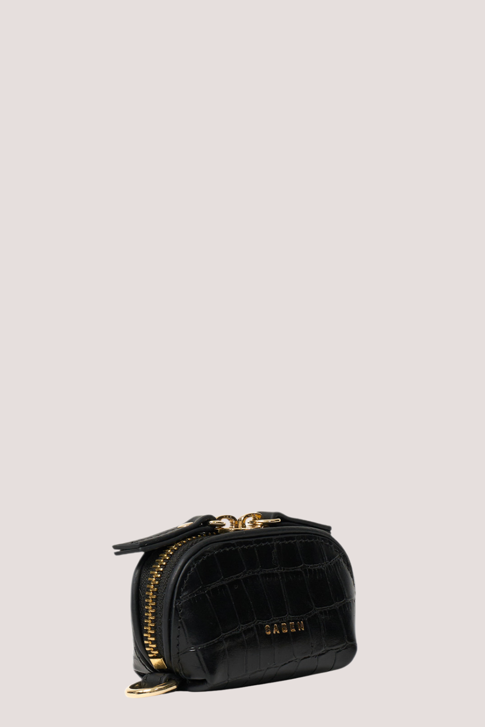 Tarin Airpod Pouch | Black Matte Croc