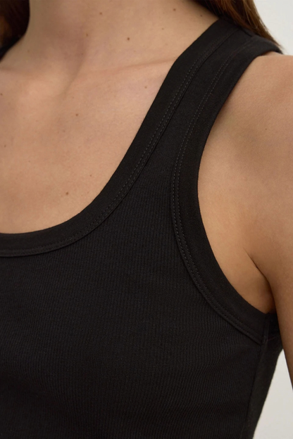 Robyn Scoop Neck Rib Tank | Black