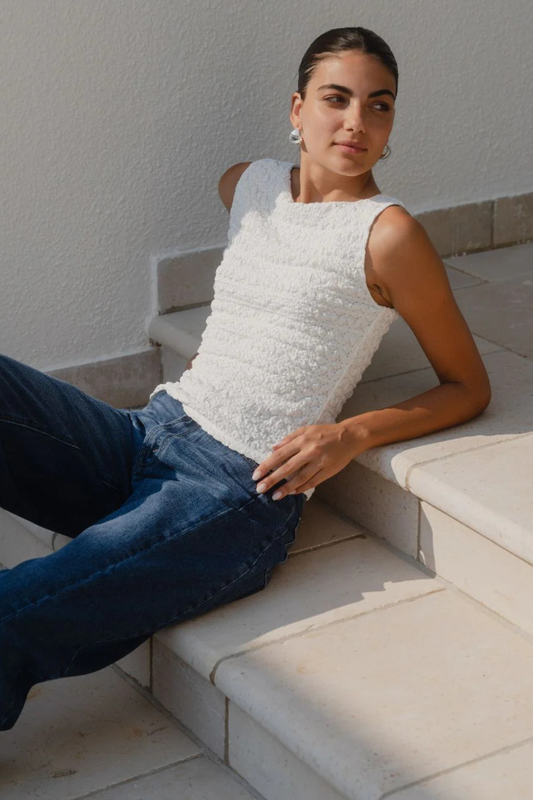 Untamed Ivory Lace Sleeveless Boatneck Top