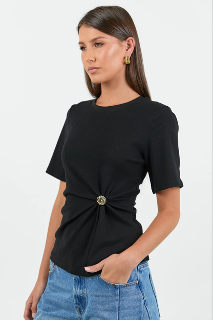 Helm Black Waist Buckle Short Sleeve Tee