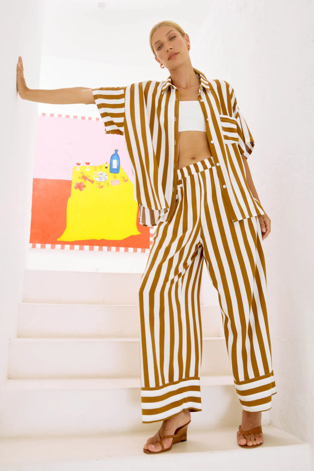 Treville Stripe Pant | Caramel