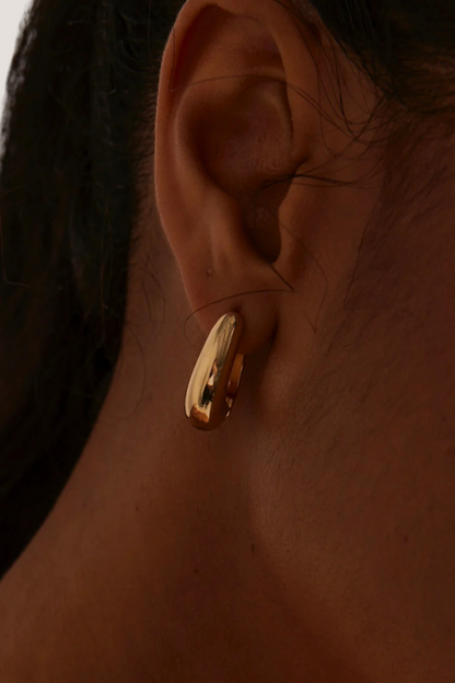 Chunky Drop Gold Hoop Earrings