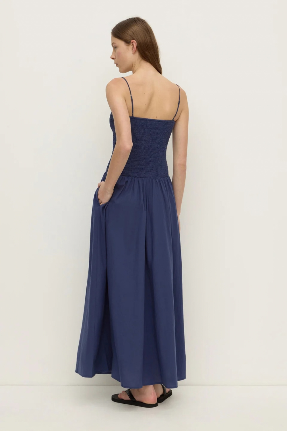 Connie Cotton Shirred Dress | Imperial Blue
