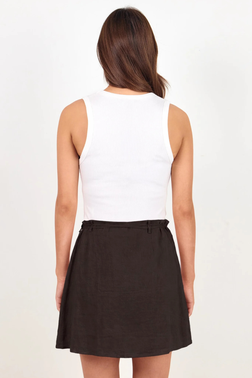 Sloop Dark Chocolate Linen Wrap Mini Skirt