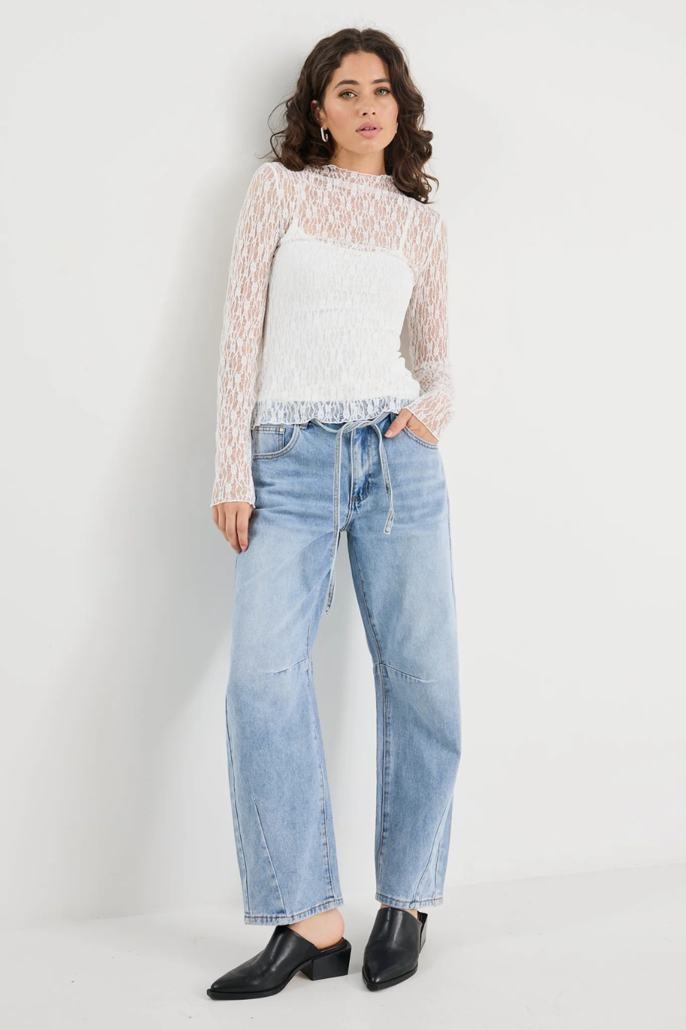 Giving Ivory Lace Long Sleeve Top