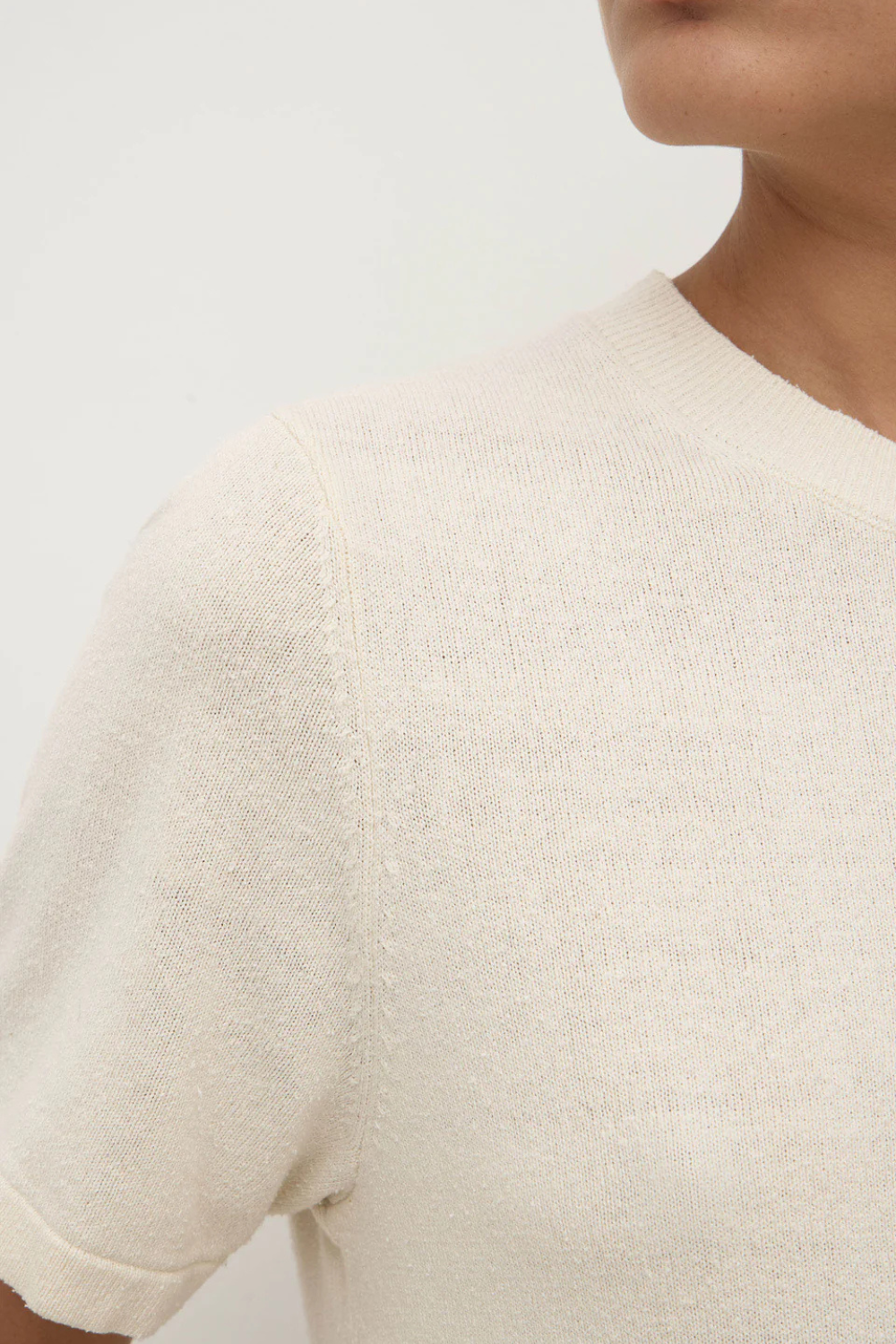 June Silk Knit Tee | Cream