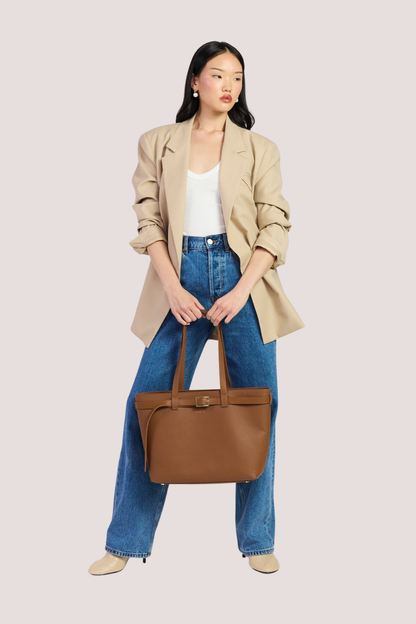 Tabby Shoulder Bag | Tan + Bronze