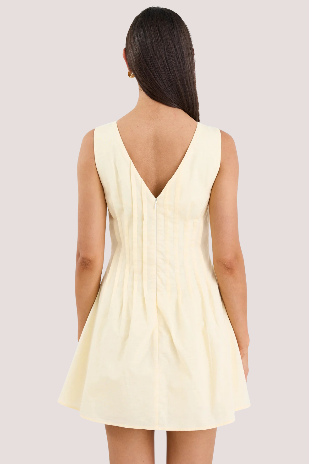 Backstage Yellow Pintuck Bodice Mini Dress