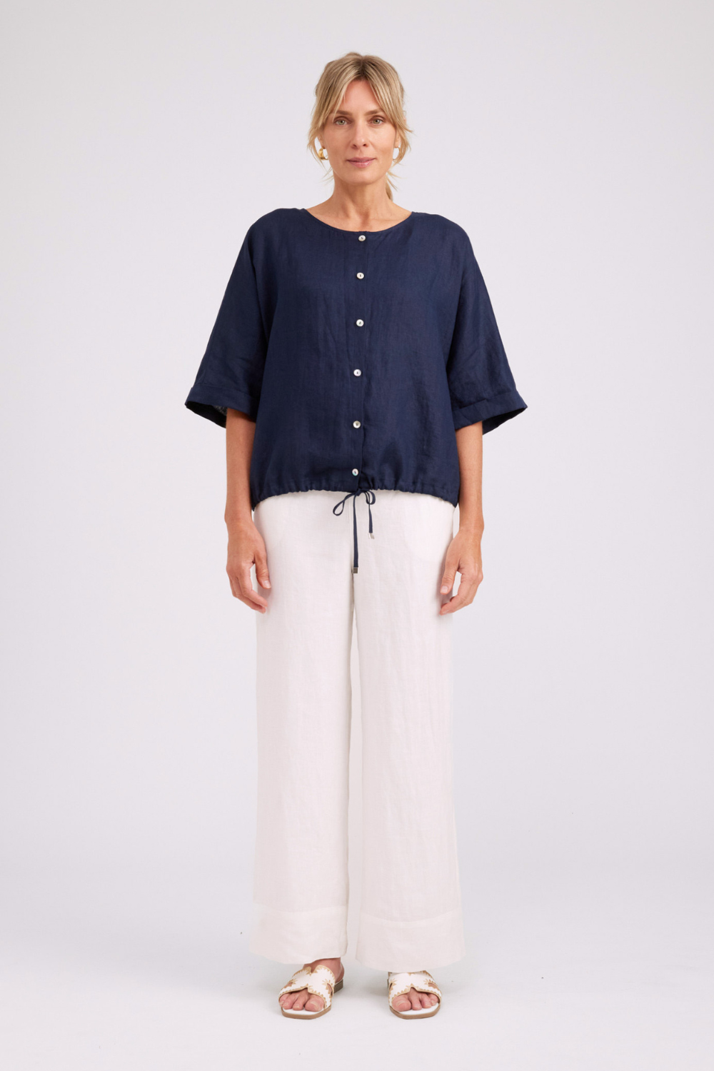 Studio Button Top/Jacket | Navy