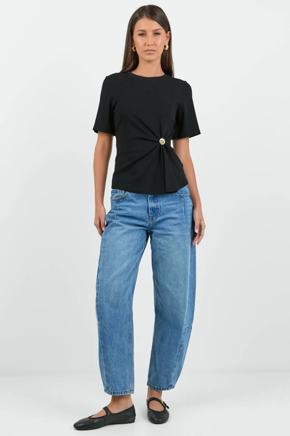 Helm Black Waist Buckle Short Sleeve Tee