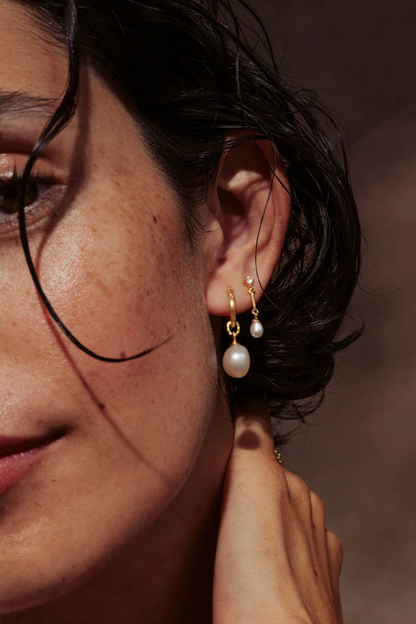18k Gold Vermeil Embrace Stillness Pearl Hoops