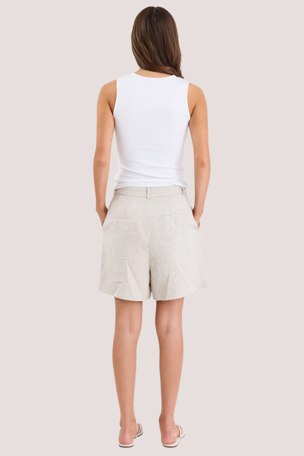 Literal Natural Linen Pleat Front Shorts