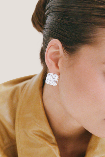 Baby Cushion Earrings | White Gold