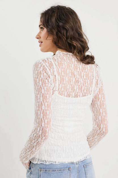 Giving Ivory Lace Long Sleeve Top