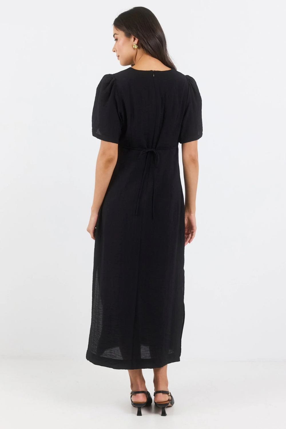 Commend Black Texture Shaped SS Maxi Dress